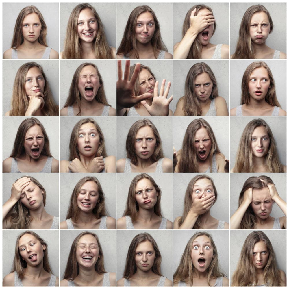 Photos de visages avec des expressions différentes