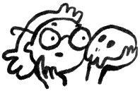 Illustration d'un personnage regardant un crâne.