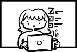 Illustration d'une enseignante devant son ordinateur